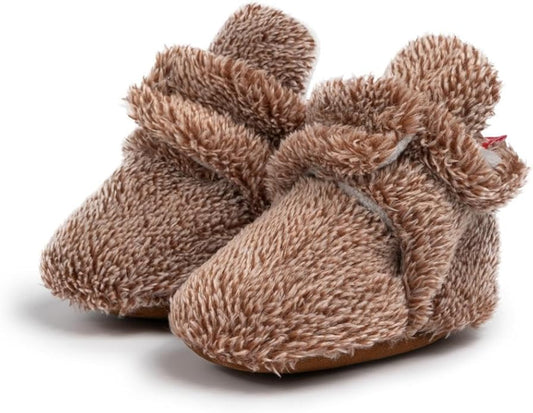 Sawimlgy Newborn Infant Baby Girl Boy Cotton Booties Stay On Sock Slippers Soft Bedroom Shoes Non-Skid Ankle Boots With Grippers Toddler Crib Warm Shoe First Walker Birthday Shower