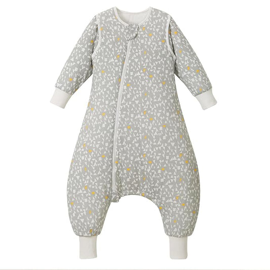Super Soft Removable Long Sleeve 2.5 TOG Sleep Sack with Legs, 100% Cotton Winter Toddler Sleeping Sack with Feet, Graphic, Size M