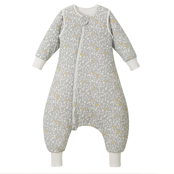 Super Soft Removable Long Sleeve 2.5 TOG Sleep Sack with Legs, 100% Cotton Winter Toddler Sleeping Sack with Feet, Graphic, Size L