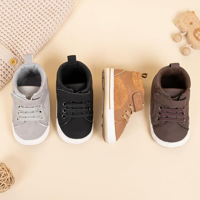 CENCIRILY Baby Boys Girls High Top Sneakers Soft Soles Anti Skid Infant Ankle Shoes Toddler Prewalker First Walking Crib Shoes