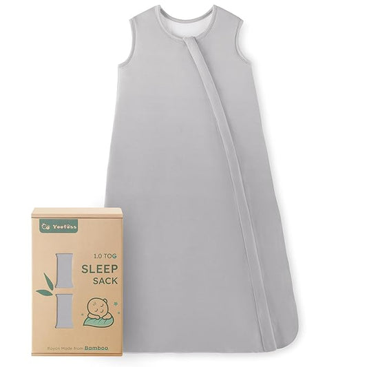 Yoofoss Rayon Made from Bamboo Baby Sleep Sack 6-12 Months 1.0 Tog Baby Wearable Blanket, Super Soft Infant Toddler Sleeping Sack 2-Way Zipper