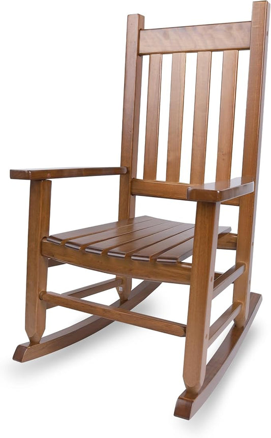 Kids Rocking Chair for Toddlers and Children Comfy Recliner Wooden Rocker for Baby Girls Outdoor Lounge Chair for Kids Age 6-10 Indoor Christmas Gift Brown