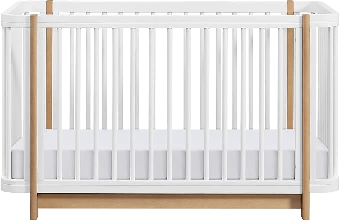 Nurture& The Crib - Baby, Toddler Convertible Crib | Sustainable Non-Toxic Materials | 3 Adjustable Heights - Grows with Your Baby (Classic, White)