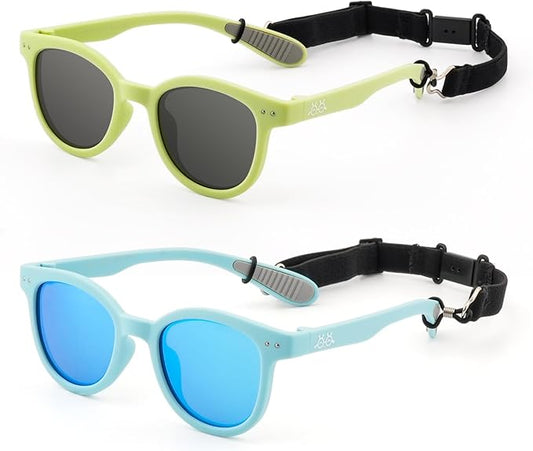 EYEBUDDY Kids Sunglasses for Boys Girls Age 2-8 Polarized UV Protection Toddler Children Sun Glasses Pack of 2