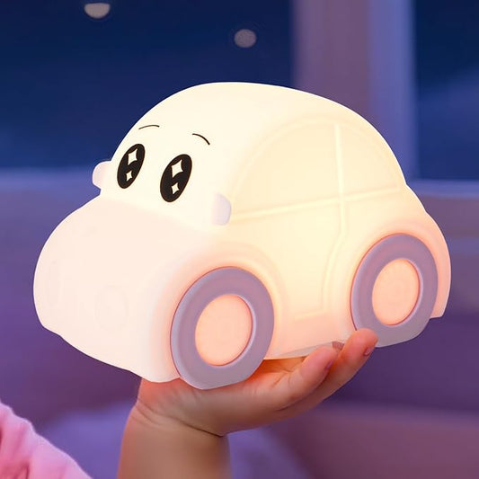 Car Night Light for Kids, Color Changing+Dimmable+1800mAh Rechargeable+Timer+Silicone, Squishy Touch Toddler Night Light, Novelty Nursery Nightlight for Kids Room, Funny Gifts, Girls, Baby