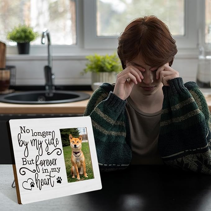 Dog Pet Memorial Picture Frame for Dogs That Passed Goodbye Gift for Someone who Lost Dogs No Longer by My Side but Forever in My Heart Photo Frame Table Desk Decor for Home Livingroom Bedroom Tabletop Display Frame picture1805