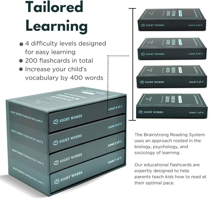 1150 Phonics and Sight Words | Ages 5-8 | 350 Learn to Read Flashcards | Boost Reading Ability | Kindergarten 1st 2nd Grade | Beginning to Advanced Words | Brainstrong Premium 2 Box Set