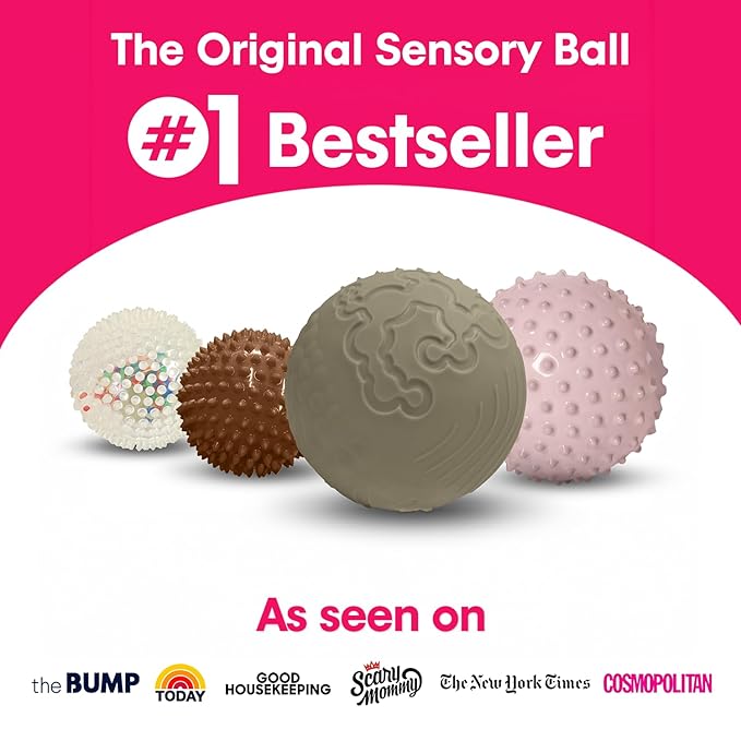 Edushape The Original Sensory Balls for Baby, Boho Chic Mega Pack - Assorted Balls That Help Enhance Gross Motor Skills for Kids Aged 6 Months & Up - Set of 4 Vibrant Unique Toddler Ball for Baby