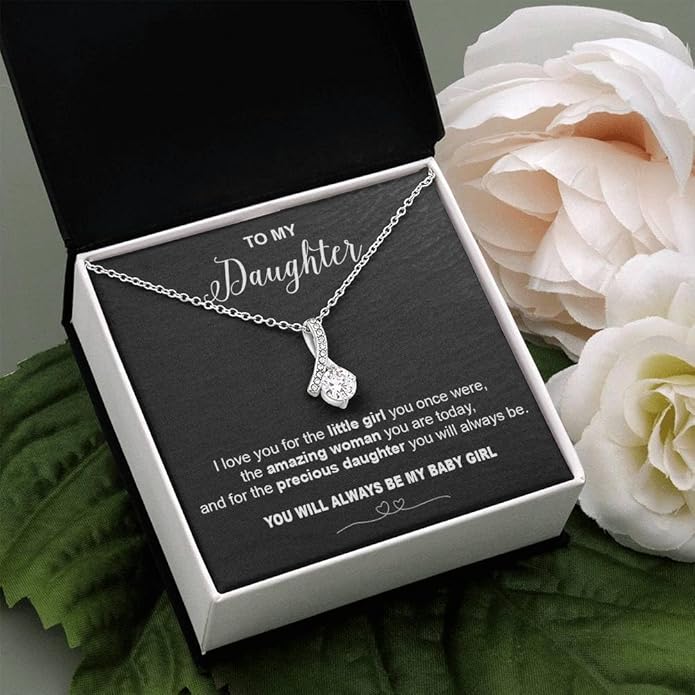 To My Daughter Gift Necklace From Dad or Mom - Badass Daughter Jewelry With Heartfelt Message & Elegant Box