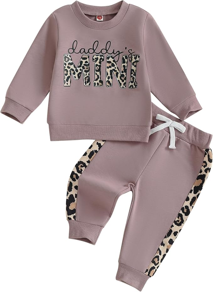 Kupretty Baby Girl Fall Winter Clothes Toddler Outfit Letters Graphic Crewneck Sweatshirts + Joggers Pants Set