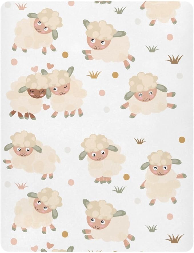Cute Rams Crib Sheets for Neutral Bassinet Play Sheets,Sheets Toddler Bed Sheets for Baby Boys Girs 39 * 27 * 5in
