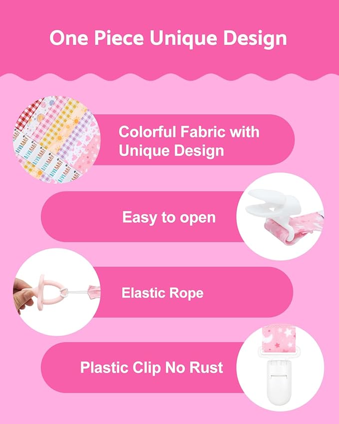 ALVABABY Pacifier Clips 8 Pack Binky Paci Clip Holder Leashes for Newborn Baby Boys Girls 8DP23A