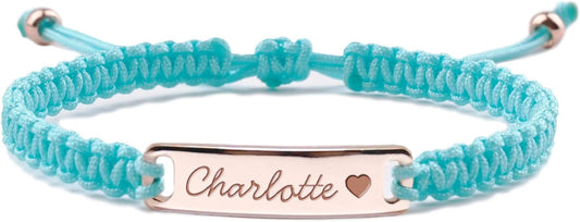 Personalized Baby Bracelet, 18K Gold Plated Custom Name Bracelet, Braided Cord Baby Bracelet Adjustable for Baby Girls and Boys as Birthday Gift Baptism Gift