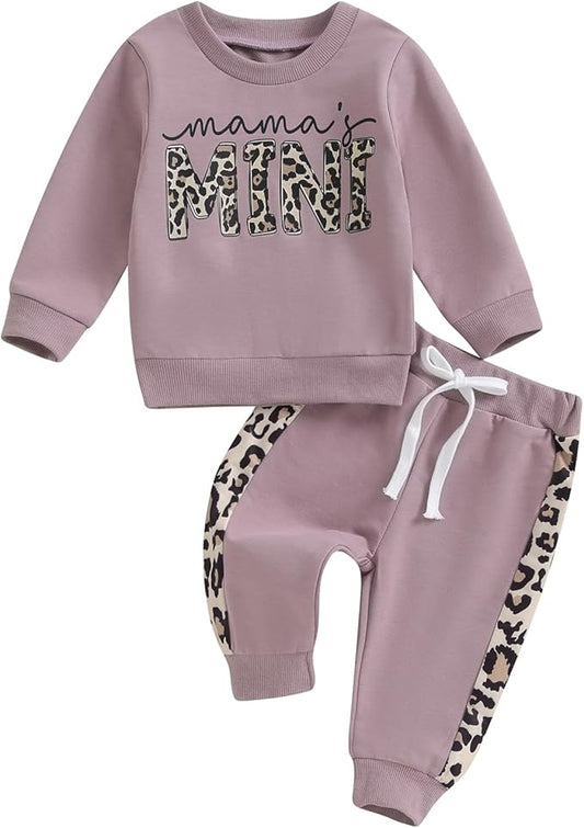 Kupretty Baby Girl Fall Winter Clothes Toddler Outfit Letters Graphic Crewneck Sweatshirts + Joggers Pants Set