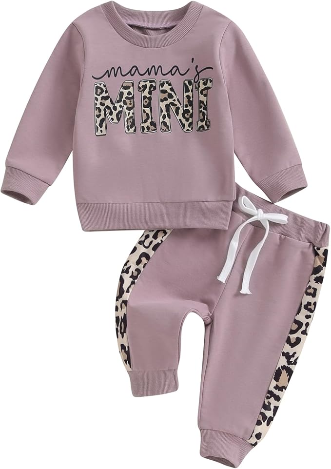 Kupretty Baby Girl Fall Winter Clothes Toddler Outfit Letters Graphic Crewneck Sweatshirts + Joggers Pants Set