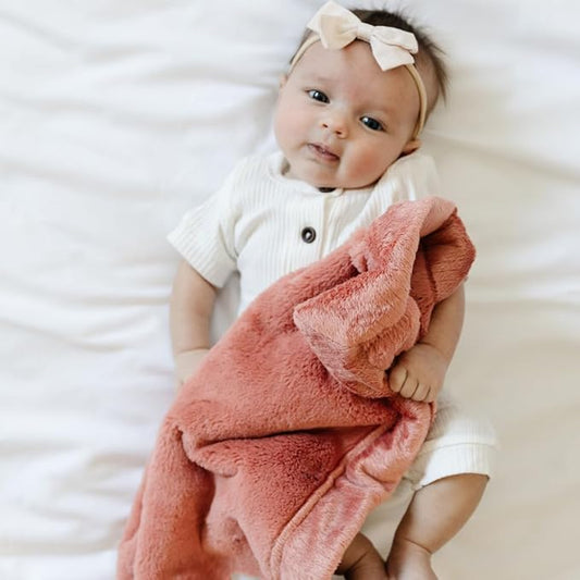 SARANONI Security Blankets for Babies Super Soft Boutique Quality Lush Luxury Baby Blanket (Mini 20" x 15", Clay)