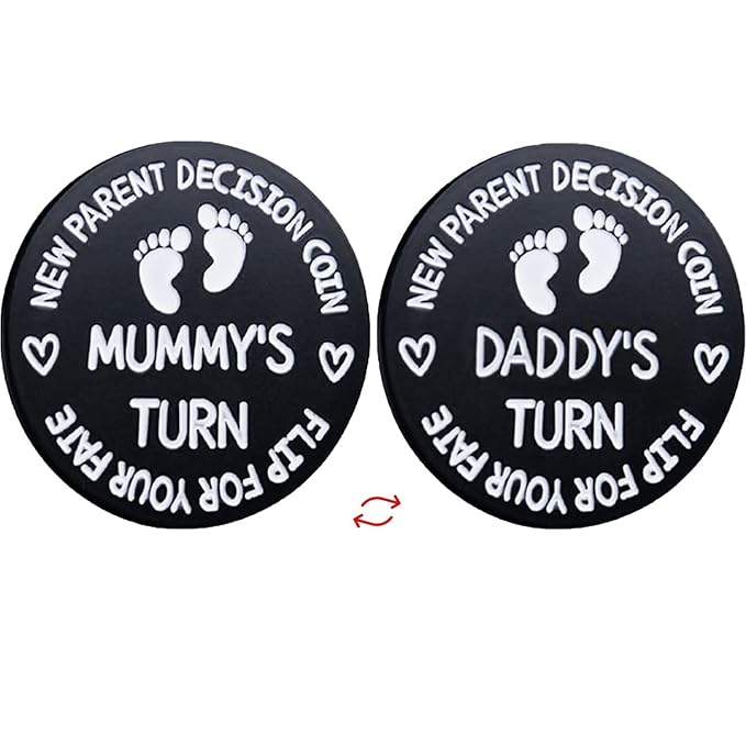 Fathers Day New Baby Gifts for Parents,Double-Sided Decision Coin Gift for New Mom & Dad,Funny Baby Shower Gifts for Couple,Gifts for Pregnant Women as Halloween Thanksgiving Christmas Gift，B-Black