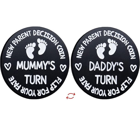 Fathers Day New Baby Gifts for Parents,Double-Sided Decision Coin Gift for New Mom & Dad,Funny Baby Shower Gifts for Couple,Gifts for Pregnant Women as Halloween Thanksgiving Christmas Gift，B-Black