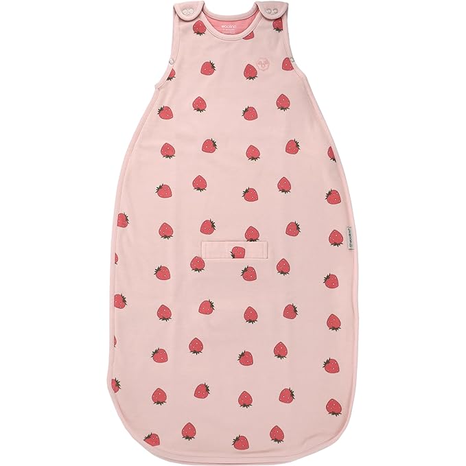 Woolino Toddler Sleeping Sack, 4 Season, Merino Wool and Organic Cotton, Baby Sleep Bag, 2-4 Years, Strawberry