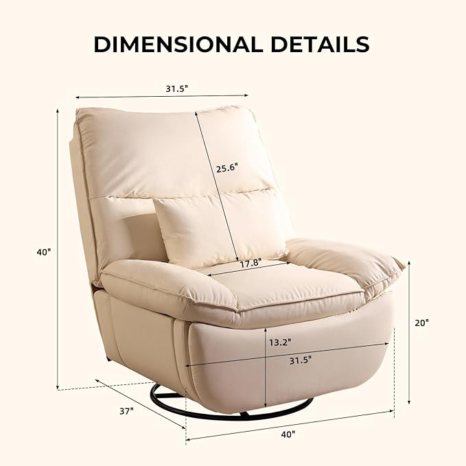 Electric Glider,Power Recliner, Reclining Sofa Chair with USB Ports,Swivel Glider Recliner Chair (Beige)