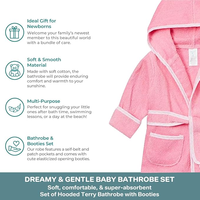Spasilk 100% Cotton Hooded Terry Bathrobe with Booties Baby One Size Gifts — Shower