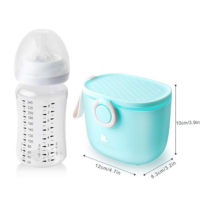 Termichy Baby Formula Dispenser, Portable Milk Powder Dispenser Container with Carry Handle and Scoop for Travel Outdoor Activities with Baby Infant, 8.8OZ, 0.55LB, 250g (Blue)