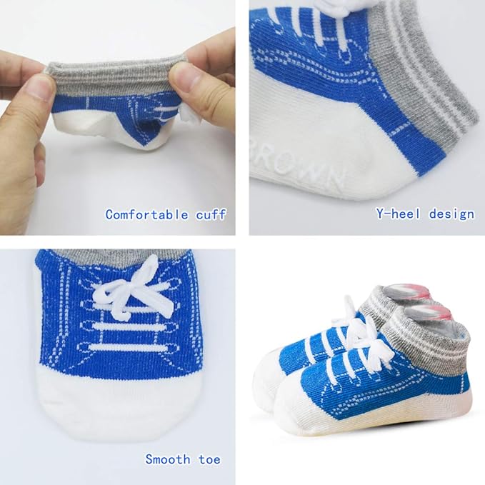 Zumou Baby Non Skid Anti Slip Infant Newborn Boys Girls Ankle Socks 6 Pairs
