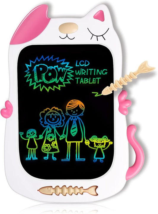 GJZZ Drawing Doodle Board Toys for 3 4 5 6 7 Year Old Girls Boys Gifts, LCD Writing Tablet and Scribble Board Learning Toy for Kids, Birthday Gift for Toddler - Pink White