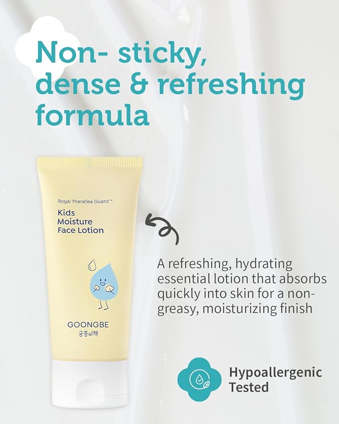 Kids' Moisture Face Lotion - Korean Kids Daily Face Moisturizer - 8hr Moisturizing Refreshing Cream Type Lotion with Cica and Allantoin - Allergen Free Scent, 2.7 fl.oz.