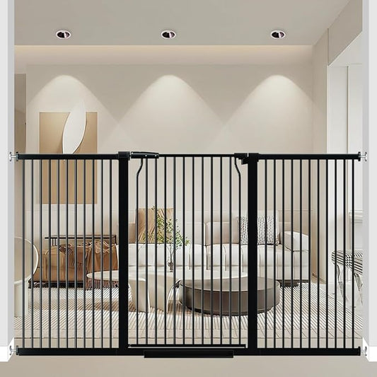 41" Extra Tall and Wide Pet Gate, 65.8-71.2 in Baby Gates with Door for Doorways Hallways, Walk Thru Large Dog Gate Indoor, Auto Close Long Child Safety Gates for Kids Puppy Doggie, Black
