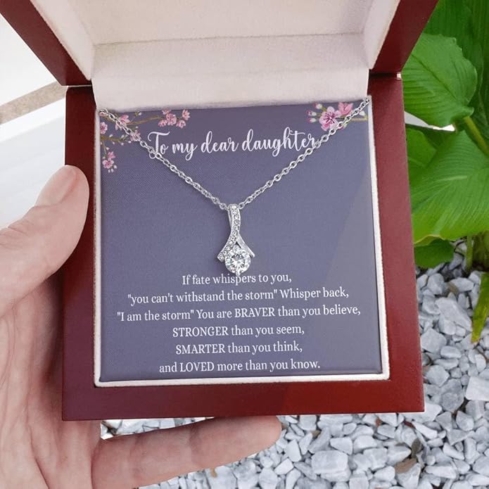 To My Daughter Gift Necklace From Dad or Mom - Badass Daughter Jewelry With Heartfelt Message & Elegant Box