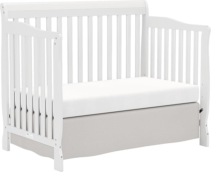 Baby Crib 5-in-1 Convertible, Wooden Cribs Converts to Toddler Bed, Daybed and Full-Size Bed, Nursery Furniture with Non-Toxic Finishes (White)