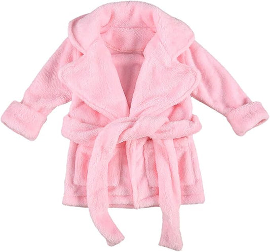 Qiylii Unisex Baby Plush Bathrobe Plain Kimono Gown Newborn Toddler Girls Boys Towel Robe Nightwear Clothes