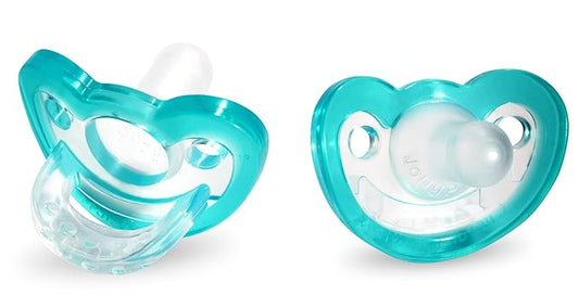 RaZbaby Jollypop Pacifier for Newborns & Up, USA Made, Natural Shaped Orthodontic Binky, Lovingly Shared in NICUs & Hospitals Worldwide, Medical-Grade 100% BPA-Free - 0-3 Months, 2 Pack - Teal