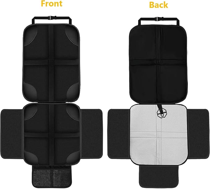 Car Seat Protector for Kids 2 Pack with Non-Slip Function and Seat Side Wings Made of Anti-Stain and Water Proof Durable Oxford and PVC Material Suitable for Most Vehicles