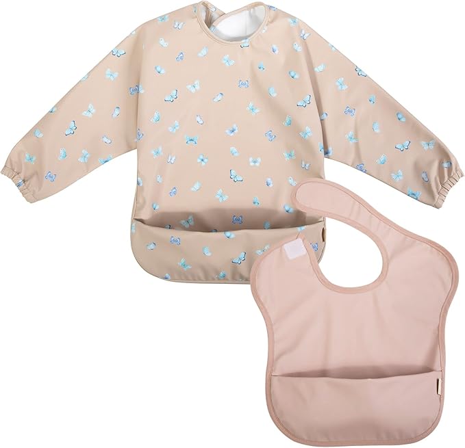 Ali+Oli Smock Bibs for Babies, BPA-Free Oeko-Tex Certified, Waterproof Baby Smock, Machine Washable, Toddlers Ages 6m+