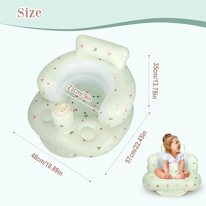Inflatable Baby Seat, Inflatable Baby Chair for Babies 3 Months and Up, Summer Blow Up Chair with Built in Air Pump, Infant Floor Seats for Learning to Sit, Palying, Camping, Elephant