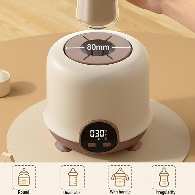 Automatic Baby Bottle Shaker, Low Noise Digital Display Cordless Baby Bottle Mixer Baby Formula Mixer Formula Pitcher for 50‑80mm Bottles (Brown)