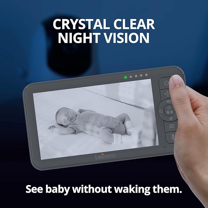 Levana Nala Video Baby Monitor, 5.5" 1080P Screen, 2 Night Vision PTZ Cameras, 22 Hour Battery Life, 5000mAH Battery, No WiFi, Two-Way Talk, 1000ft of Range Baby Cameras