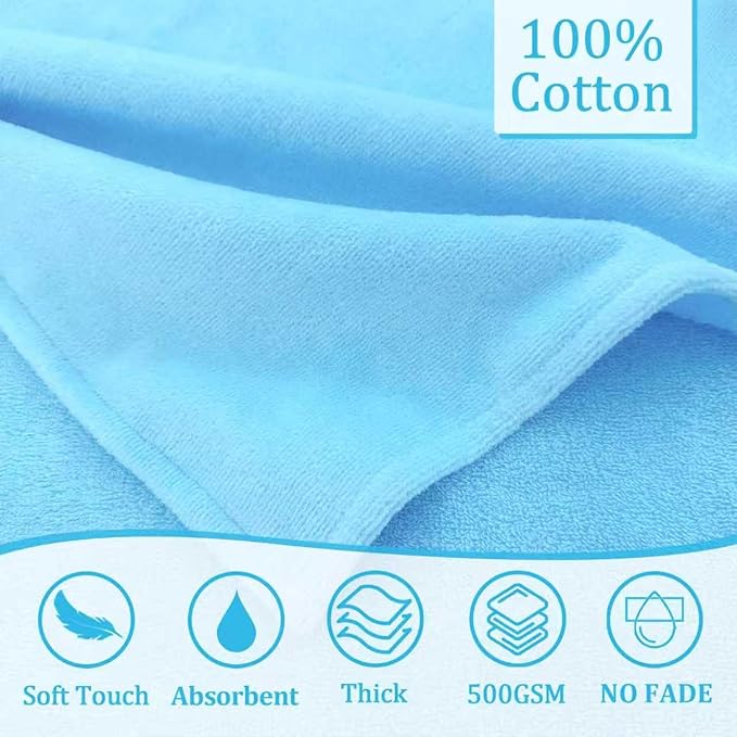 VOOVA & MOVAS Baby Hooded Bath Towel - 100% Cotton, 33x23.5 Inches,0-3Years, Super Absorbent Large Towel with Cute Elephant Ears Hood for Newborn, Baby, Toddler,Baby Blue