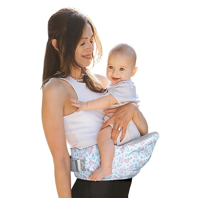 Baby Carrier with Hip Seat, Enhanced Safety, Hands-Free Support for Newborn to Toddler (0-66 lbs), Multiple Pockets, Ergonomic, Adjustable Waistband – Leopard