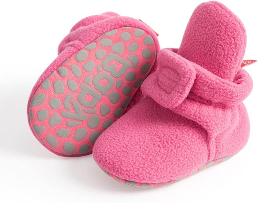Sawimlgy Newborn Infant Baby Girl Boy Cotton Booties Stay On Sock Slippers Soft Bedroom Shoes Non-Skid Ankle Boots With Grippers Toddler Crib Warm Shoe First Walker Birthday Shower