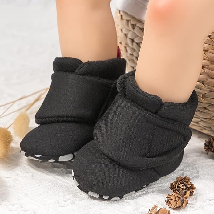 Sawimlgy Newborn Infant Baby Girl Boy Cotton Booties Stay On Sock Slippers Soft Bedroom Shoes Non-Skid Ankle Boots With Grippers Toddler Crib Warm Shoe First Walker Birthday Shower