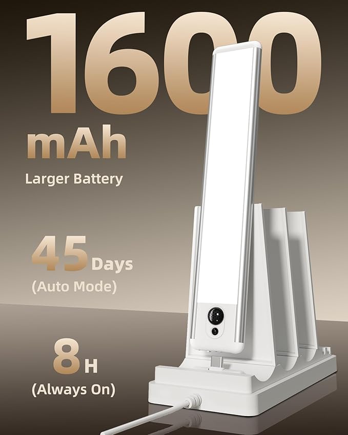 EZVALO Under Cabinet Lighting with Charging Station, Rechargeable Motion Sensor Light Indoor, Dimmable Closet Lights Wireless, 5700K, Motion Activated Under Counter Lights for Kitchen,Pantry(3 Pcs)