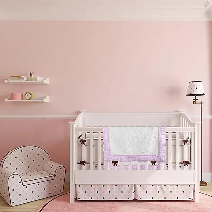 MONOBLANKS Baby Quilt Personlized Monogram Lightweight Embossed Scalloped Throw Blanket Four Seasons (Pink Polka Dots)