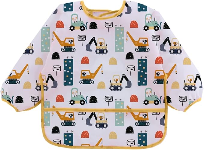 3 Pcs Waterproof Long Sleeves Baby Bibs Weaning Smock Bib 3-24 Months