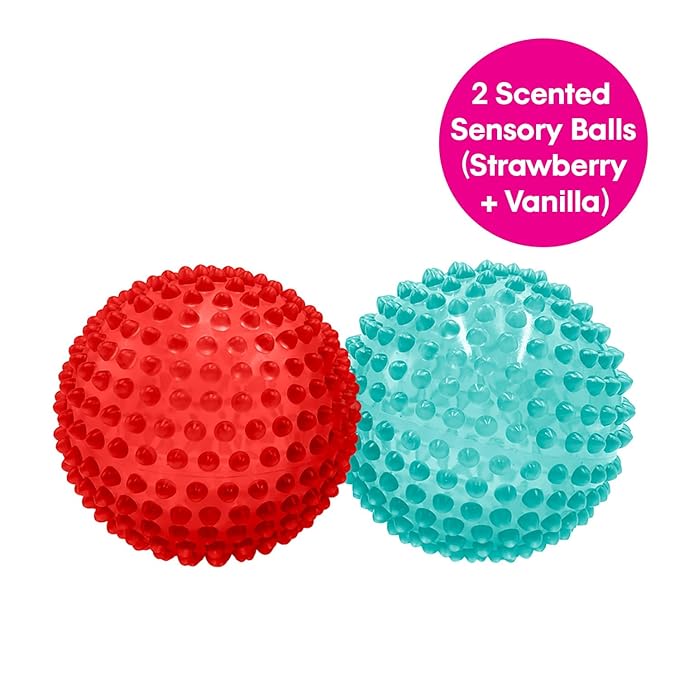 Edushape The Original Scented Sensory Balls for Baby, Vanilla and Strawberry - Assorted Balls That Help Enhance Gross Motor Skills for Kids Aged 12 Months & Up - Unique Toddler Ball for Baby