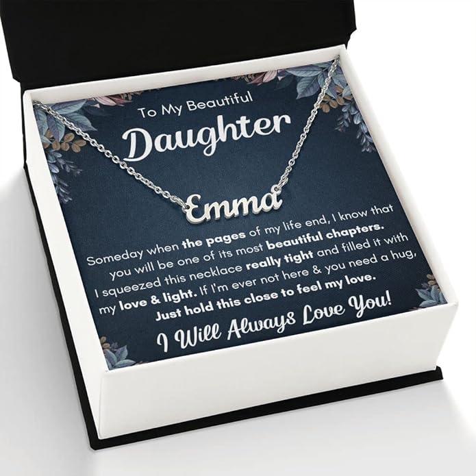 To My Beautiful Daughter Necklace from Mom & Dad | Cubic Zirconia Pendant with Heartfelt Message Card & Gift Box | Daughter Birthday, Graduation, Christmas Jewelry Gift from Parents