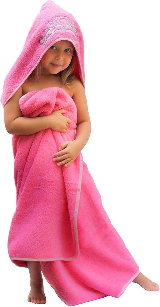 Princess Baby Bath Towel [Pink] Hooded Toddler Towels For Girls Up to 10 Years - Oversized Baby Towel With Super Absorbent 100% Cotton - Soft and Cozy Beach Towel - Full Coverage Kids Bath Towels