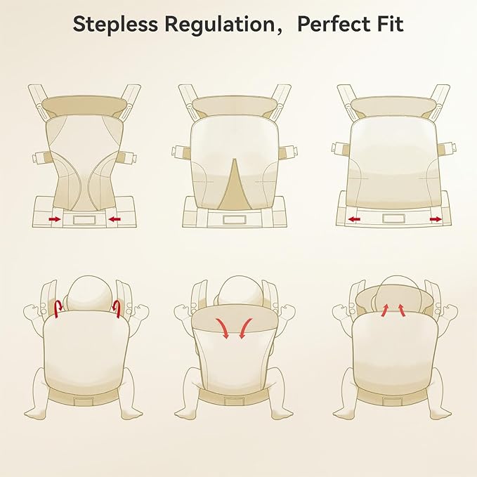 Reversible Baby Carrier, Khaki Solid & Houndstooth; Lightweight, Cooling & Breathable Lyocell Fabric; Ergonomic Lumbar Support and Quick Hands-Free Wear for Newborn to Toddler (7–44 lbs)